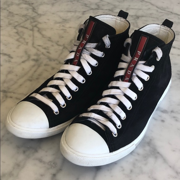 Prada Suede High-Top Sneakers - Picture 1 of 13